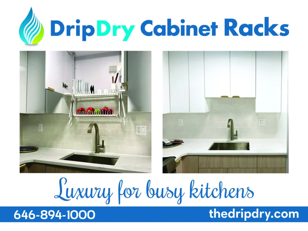 Drip Dry cabinet dish rack inside drying